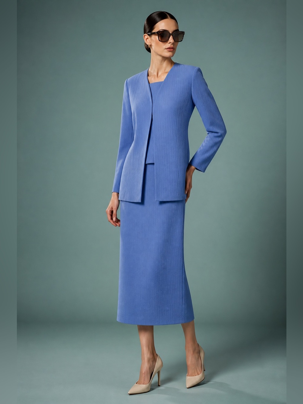 GMI G13270-PE-QS Church Suit w/ Matching White Gloves Blue/Perri Size 18 $159